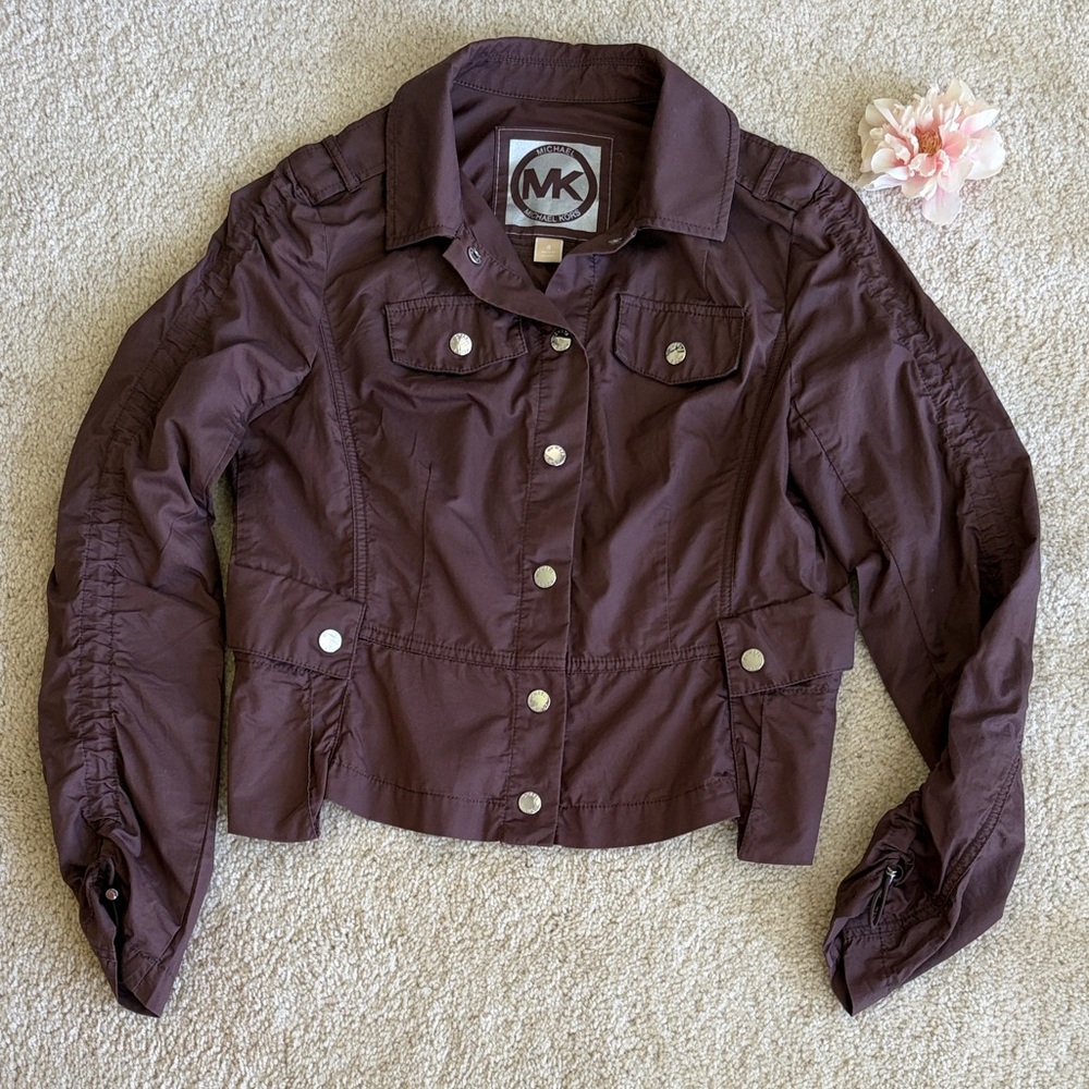 Michael Kors brown cropped artsy Utility Jacket, 4